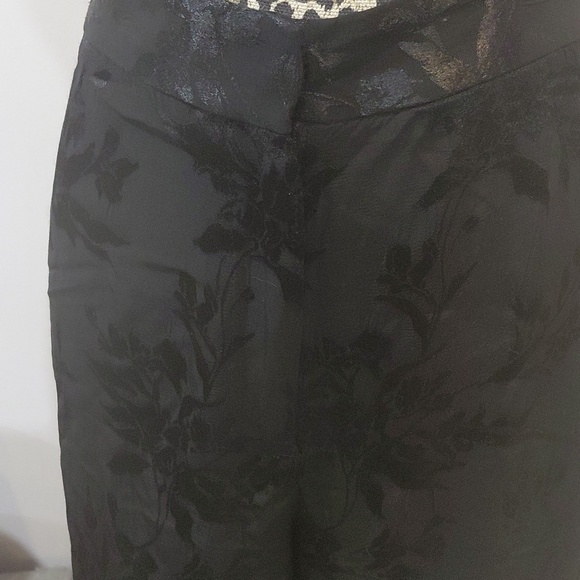 Zara Black Floral Jacquard Wide-Leg Pants - Picture 2 of 8